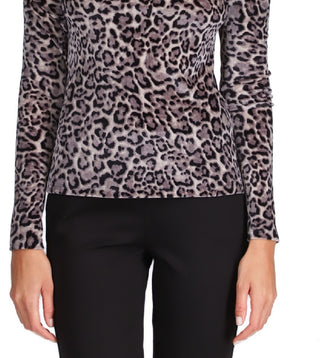 Blusa feminina Michael Kors com estampa de veludo e ombro vazado, cinza, tamanho grande