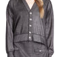 Cardigan feminino Michael Kors com botões brilhantes, preto, tamanho XX-G