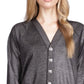 Cardigan feminino Michael Kors com botões brilhantes, preto, tamanho XX-G