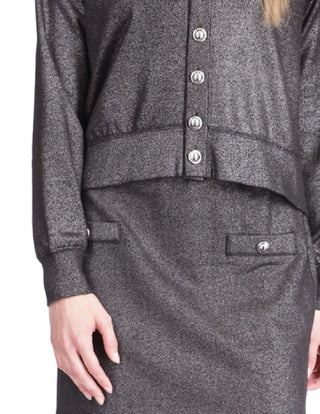 Cardigan feminino Michael Kors com botões brilhantes, preto, tamanho XX-G