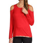 Blusa feminina Michael Kors com ombro vazado, manga comprida e decote redondo, vermelha, tamanho XX-G