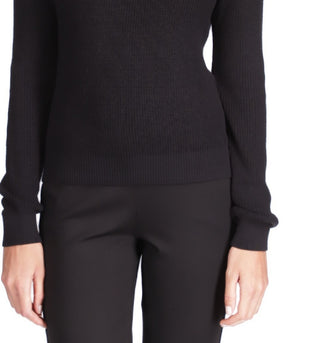 Suéter feminino Michael Kors Shaker Knit com zíper, preto, tamanho pequeno