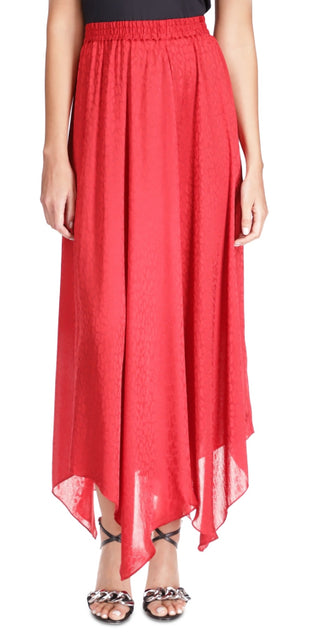 Saia feminina Michael Kors com estampa de chita e bainha em lenço, vermelha, tamanho médio