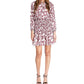 Vestido feminino Michael Kors com estampa Paisley e gola amarrada, branco