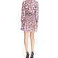 Vestido feminino Michael Kors com estampa Paisley e gola amarrada, branco