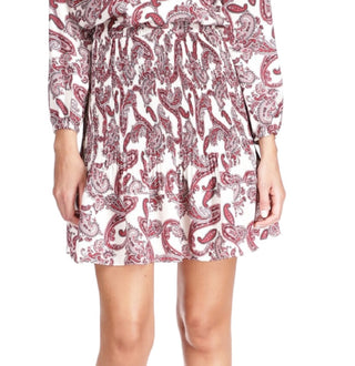 Vestido feminino Michael Kors com estampa Paisley e gola amarrada, branco