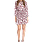 Vestido feminino Michael Kors com estampa Paisley e gola amarrada, branco
