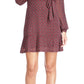 Vestido curto feminino Michael Kors com estampa de foulard e envoltório falso, vermelho, tamanho grande