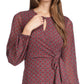 Vestido curto feminino Michael Kors com estampa de foulard e envoltório falso, vermelho, tamanho grande