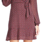 Vestido curto feminino Michael Kors com estampa de foulard e envoltório falso, vermelho, tamanho grande