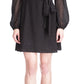 Vestido curto envelope feminino Michael Kors Swiss Dot, preto, tamanho X-S