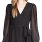 Vestido curto envelope feminino Michael Kors Swiss Dot, preto, tamanho X-S