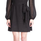Vestido curto envelope feminino Michael Kors Swiss Dot, preto, tamanho X-S