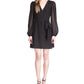 Vestido curto envelope feminino Michael Kors Swiss Dot, preto