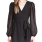 Vestido curto envelope feminino Michael Kors Swiss Dot, preto