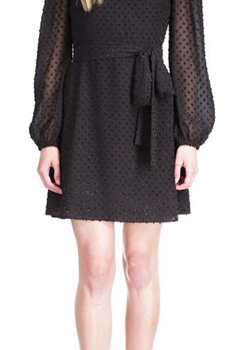 Vestido curto envelope feminino Michael Kors Swiss Dot, preto
