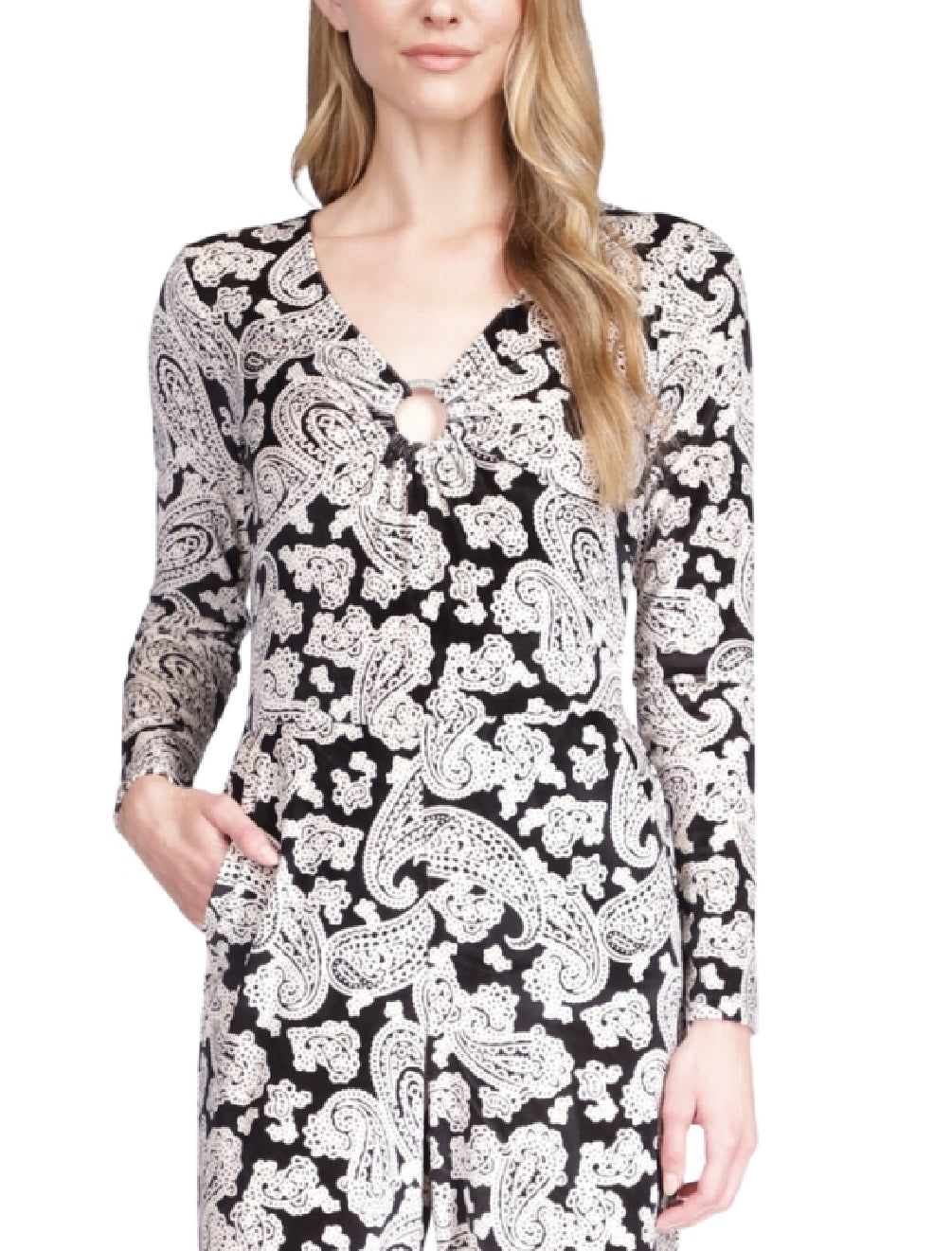 Macacão de veludo com estampa paisley feminino Michael Kors, branco, tamanho extrapequeno