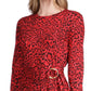 Vestido camiseta falso com estampa de gato Michael Kors feminino, vermelho, tamanho grande