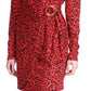 Vestido camiseta falso com estampa de gato Michael Kors feminino, vermelho, tamanho grande