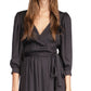 Vestido midi envelope Michael Kors feminino com estampa Cheetah Jacquard, preto, tamanho médio