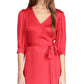 Vestido midi envelope Michael Kors feminino com estampa Cheetah Jacquard, vermelho, tamanho médio
