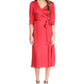 Vestido midi envelope Michael Kors feminino com estampa Cheetah Jacquard, vermelho, tamanho médio