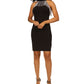 Vestido justo com franjas e strass feminino Michael Kors, preto, tamanho pequeno