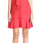 Vestido feminino Michael Kors com estampa tonal e plissado Cheeta, tamanho grande, vermelho