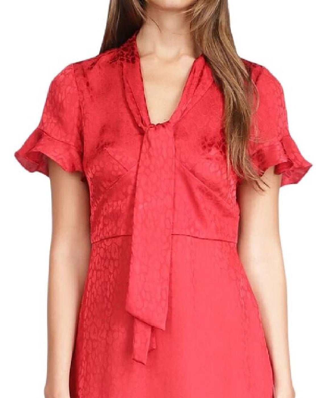 Vestido feminino Michael Kors com estampa tonal e plissado Cheeta, tamanho grande, vermelho