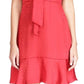 Vestido feminino Michael Kors com estampa tonal e plissado Cheeta, tamanho grande, vermelho