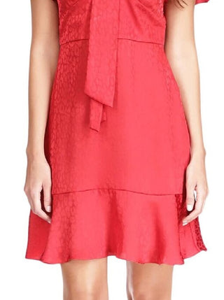 Vestido feminino Michael Kors com estampa tonal e plissado Cheeta, tamanho grande, vermelho