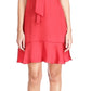 Vestido feminino Michael Kors Cheeta Plisse com estampa tonal e gravata, tamanho X-G, vermelho