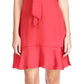 Vestido feminino Michael Kors Cheeta Plisse com estampa tonal e gravata, tamanho X-G, vermelho