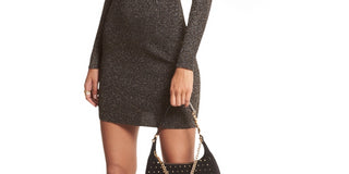 Vestido curto feminino Michael Kors com recorte metálico, preto, tamanho extrapequeno