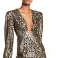 Vestido curto feminino Michael Kors com estampa de chita metálica e jacquard, cinza, tamanho 14