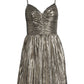 Vestido curto plissado Michael Kors feminino, cinza, tamanho 16