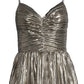 Vestido curto plissado Michael Kors feminino, cinza, tamanho 16
