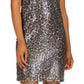 Vestido camiseta feminino Michael Kors com lantejoulas e estampa de chita, cinza, tamanho médio