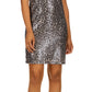 Vestido camiseta feminino Michael Kors com lantejoulas e estampa de chita, cinza, tamanho grande
