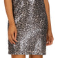 Vestido camiseta feminino Michael Kors com lantejoulas e estampa de chita, cinza, tamanho grande