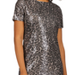 Vestido camiseta feminino Michael Kors com lantejoulas e estampa de chita, verde, tamanho extragrande