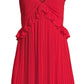 Vestido plissado com alça de corrente e strass feminino Michael Kors, vermelho