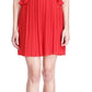 Vestido plissado com alça de corrente e strass feminino Michael Kors, vermelho