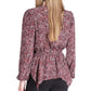 Top feminino Michael Kors com bainha de lenço Paisley rosa tamanho pequeno extrapequeno