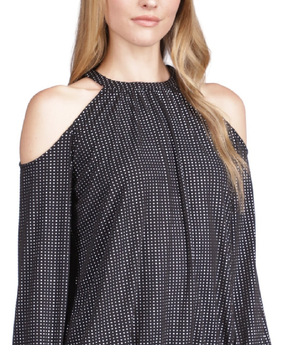 Michael Kors Top Feminino com Ombros Descobertos e Cintura Smocked Cinza Tamanho Pequeno GG