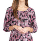 Blusa camponesa com estampa paisley feminina Michael Kors, rosa, tamanho pequeno, extrapequeno