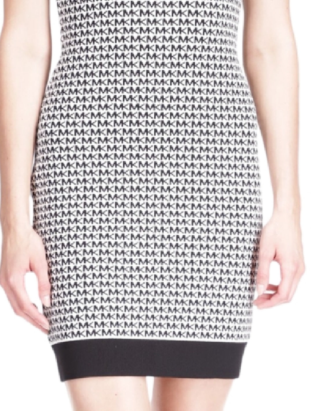 Vestido curto feminino Michael Kors com estampa de logotipo, branco