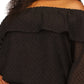 Blusa feminina Michael Kors com babados e ombro de fora, preta, tamanho 2X