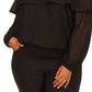Blusa feminina Michael Kors com babados e ombro de fora, preta, tamanho 2X
