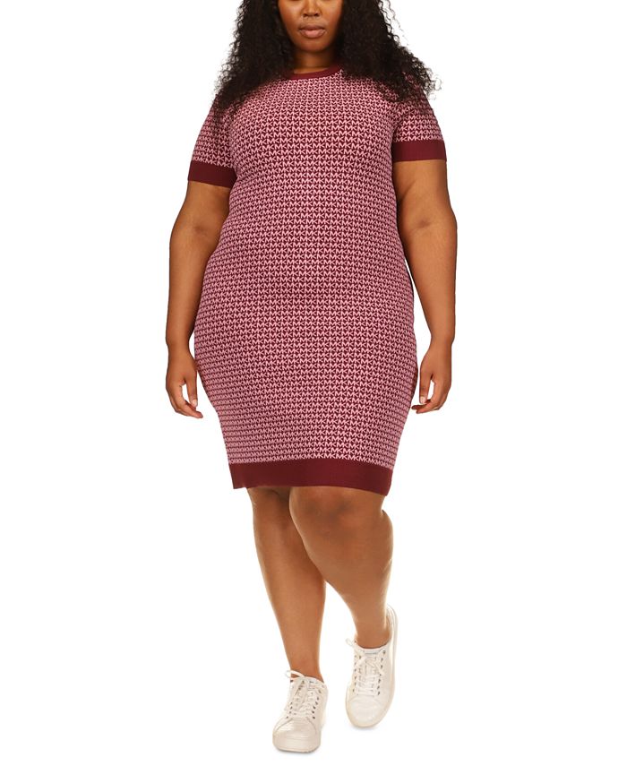 Vestido curto suéter feminino Michael Kors MK Block vermelho tamanho 1X